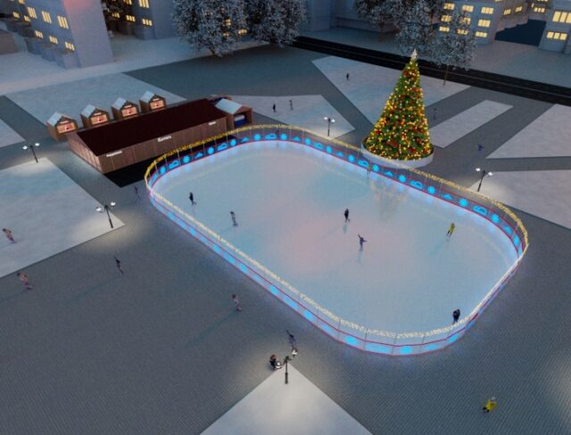 В Рыбинске на этой неделе начнут собирать новый каток на площади Дерунова