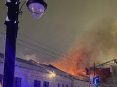 Крупный пожар в историческом центре Рыбинска