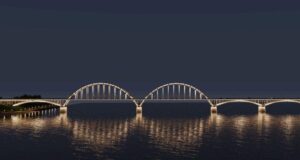 В Рыбинске на мосту через Волгу устанавливают подсветку